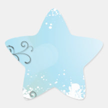 Cadeau floral noir et bleu élégant sticker en étoile