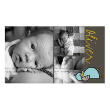 Cadeau mignon de faire-part de naissance de photo  cartes de visite professionnelles