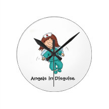 Cadeau pour l'infirmière - ange dans le déguisemen horloges murales