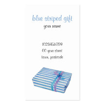 Cadeau rayé bleu cartes de visite professionnelles