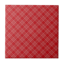 Cadeaux assez rouges de motif de plaid de rayures  carreau en céramique