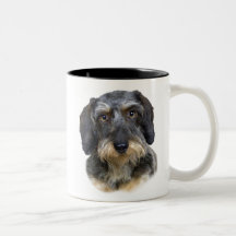 Cadeaux aux cheveux longs de portrait de teckel mugs à café