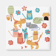 Cadeaux colorés d'impression de chats de Kitty pou Aimant Pour Réfrigérateur