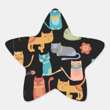 Cadeaux colorés mignons de chats de Kitty pour des Sticker En Étoile