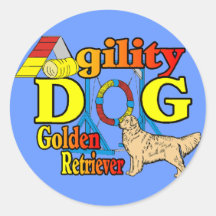 Cadeaux d'agilité de golden retriever adhésif rond