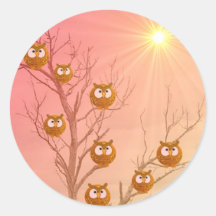 Cadeaux d'arbre de hibou autocollant