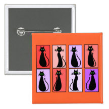 Cadeaux d'art de bruit de chats noirs badges