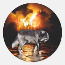 Cadeaux de loup gris de "survivant" adhésifs ronds