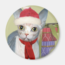 Cadeaux de patte de Sphynx Père Noël Magnets Pour Réfrigérateur