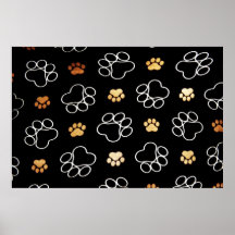 Cadeaux d'empreintes de pattes de règle de chiens  affiches