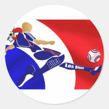 Cadeaux français de volée du football de Bleus d'A Autocollants Ronds