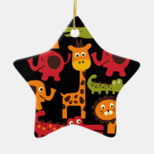 Cadeaux mignons d'impression d'animaux de zoo de j décoration de noël