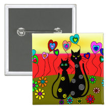 Cadeaux noirs d'art d'amoureux de les chats badge