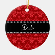 Cadeaux rouges de damassé de jeune mariée ornement de noël