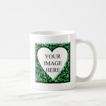 Cadre carré vert avec l'ouverture de coeur mug