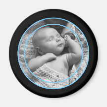 Cadre de photo de bleus layette et de noir magnets pour réfrigérateur
