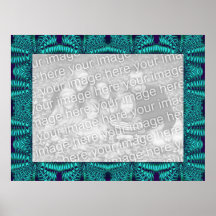 cadre de photo de turquoise de fractale affiches