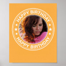 Cadre de tableau de joyeux anniversaire en jaune posters