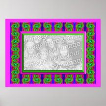 cadre lumineux de photo de vert de rose de boucles poster
