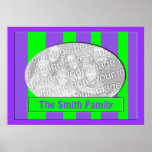 cadre pourpre et vert de photo de rayures posters