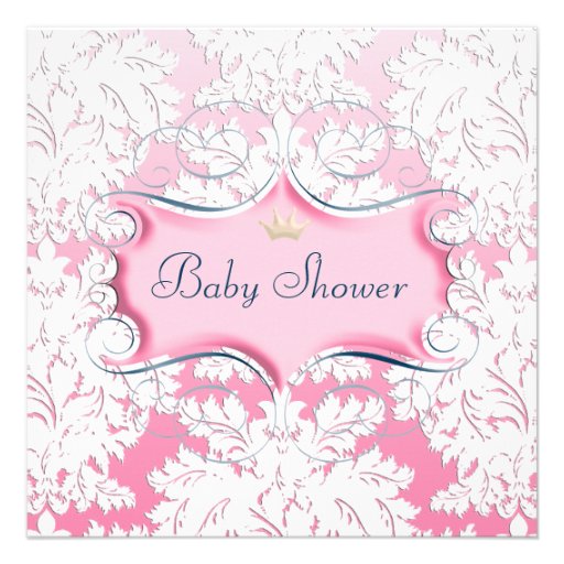 Cadre rose chéri avec la damassé rose invitation personnalisée