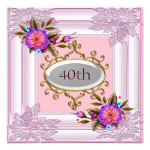 Cadre rose de fleur de fête d'anniversaire bristols personnalisés