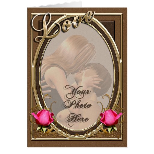 Cadre rose de photo de cuir victorien vintage d'am carte