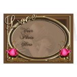 Cadre rose de photo de cuir victorien vintage d'am carte de vœux