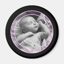 Cadre rose et noir de photo magnets pour réfrigérateur