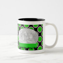 Cadre vert et noir de photo de cercles tasse