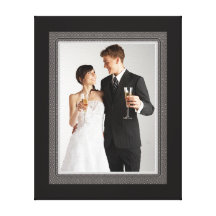 Cadre vintage élégant de photo de mariage de style toile tendue sur châssis