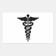 Caducée médical de symbole stickers rectangulaires