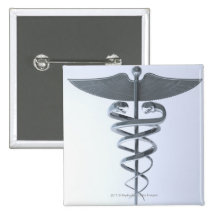 Caducée médical en métal badge avec épingle