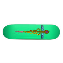 CADUCÉE, vert Planches À Roulettes Customisées