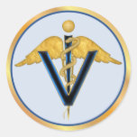 Caducée vétérinaire autocollants ronds