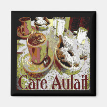 Café Aulait, café de la Nouvelle-Orléans Magnets Pour Réfrigérateur