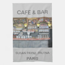 CAFÉ ET SERVIETTE DE PARIS DE BARRE LINGE DE CUISINE