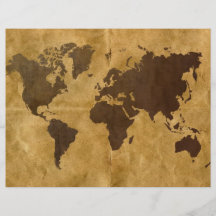 Café sur la carte de papier du monde de regard prospectus personnalisés