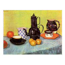 Cafetière bleue d'émail de Van Gogh, poterie de te Carte Postale