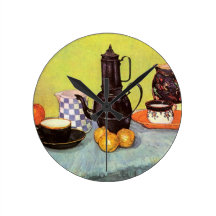 Cafetière bleue d'émail de Van Gogh, poterie de te Pendule