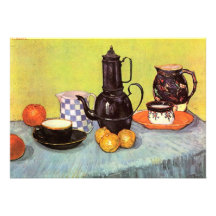 Cafetière bleue d'émail de Van Gogh, poterie de te Cartons D'invitation