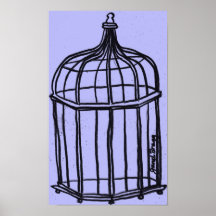 Cage à oiseaux dans le pourpre affiche
