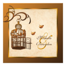 Cage à oiseaux rouillée et perruches de fer épousa