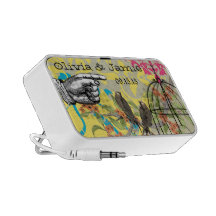 Cage à oiseaux vintage de Nouveau d'art de damassé Haut-parleurs iPod