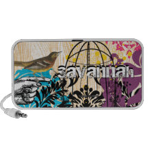 Cage à oiseaux vintage Doddle de damassé de rose d Haut-parleur Ordinateur Portable