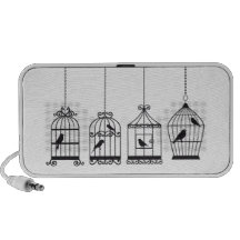 Cages à oiseaux vintages avec les oiseaux mignons haut-parleurs PC