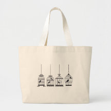 Cages à oiseaux vintages avec les oiseaux mignons sacs de toile