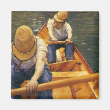Caillebotte : Chapeaux en paille ramant sur le Yer Aimants Pour Réfrigérateur