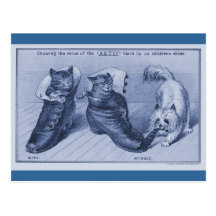 Cairn Terrier tirant la queue de chats Cartes Postales