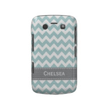 Caisse audacieuse bleu-clair et grise M de Chevron Coques Blackberry